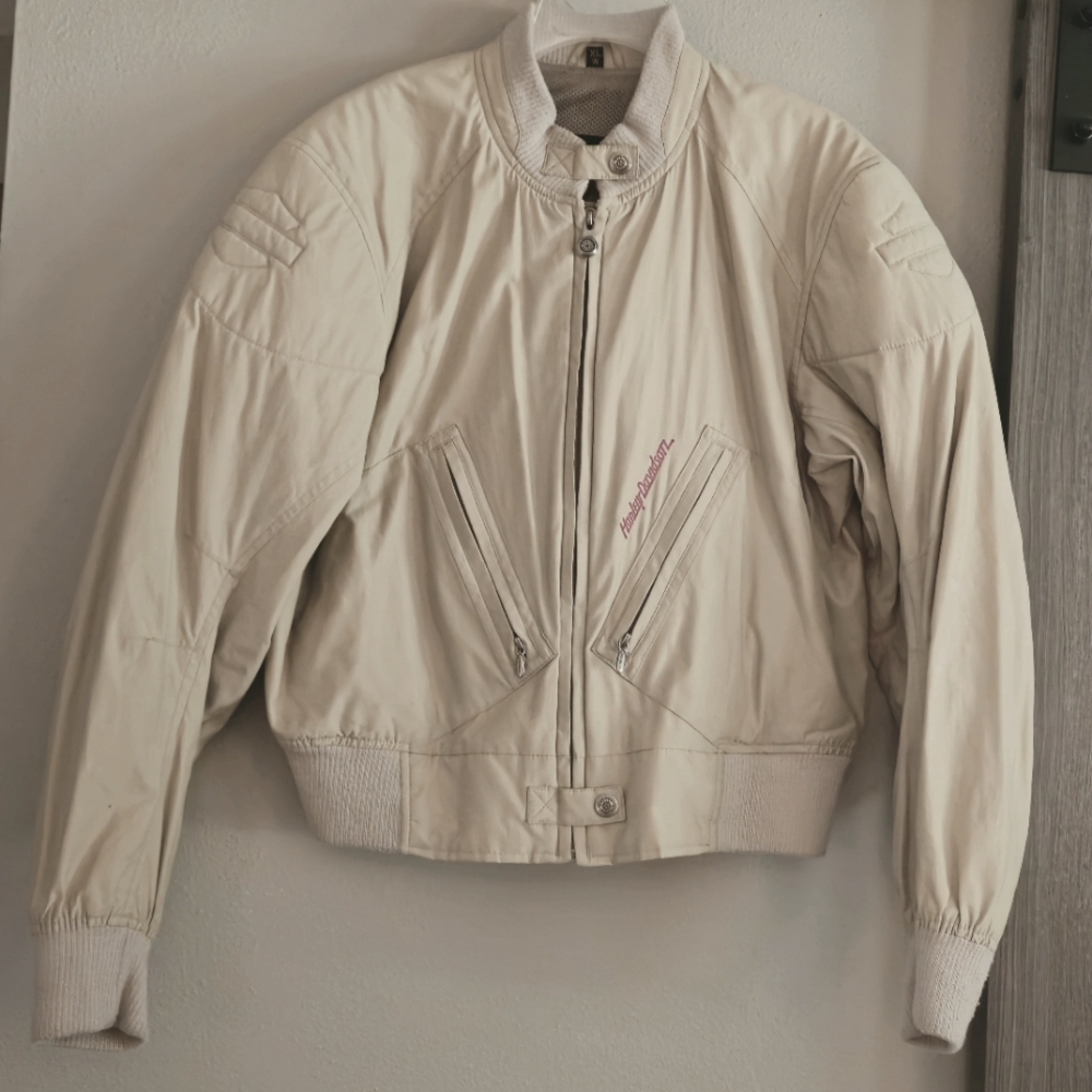 Harley-Davidson Womens Beige Bomber Style Riding Jacket Size XL - Picture 2 of 13